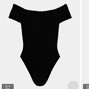 NWT Hunza G Black off shoulder one piece.
